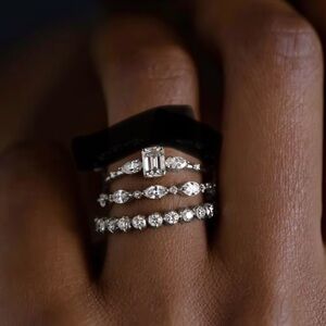 NEW! Plated Sterling Silver Multi-Row Stack Ring - Silvery (Size 7)